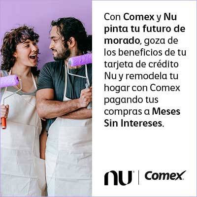 Con Comex y Nu pinta tu futuro de morado, goza de los beneficios de tu tarjeta de crédito Nu y remodela tu hogar con Comex pagando tus compras a Meses Sin Intereses.